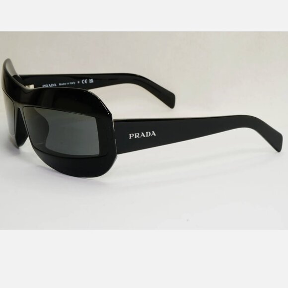 Ladies Prada Grey Italy Square Black Wrap Sunglasses - Picture 3 of 6